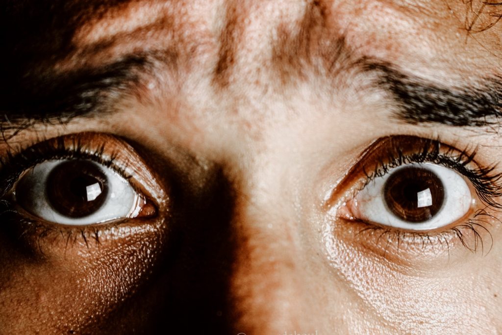 Photo by  samer daboul from Pexels: https://www.pexels.com/photo/extreme-close-up-photo-of-frightened-eyes-4178738/